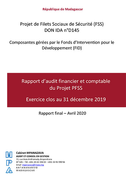 Rapport d’audit financier et comptable du Projet PFSS – DON IDA n°D145 Rapport d’audit financier et comptable du Projet PFSS – DON IDA n°D145